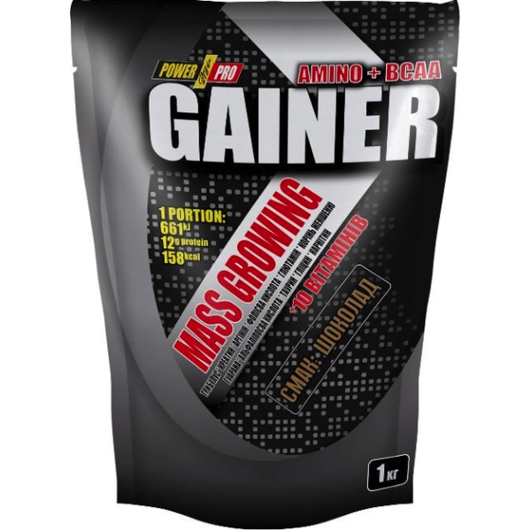 Гейнер низькобілковий Mass Growing Gainer (1 kg, шоколад) Україна