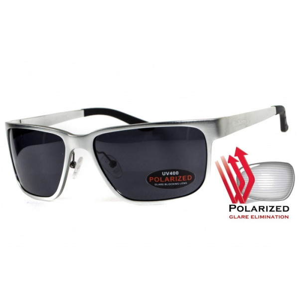 Окуляри поляризаційні BluWater Alumination-2 Silver Polarized (gray) чорні в сріблястій оправі