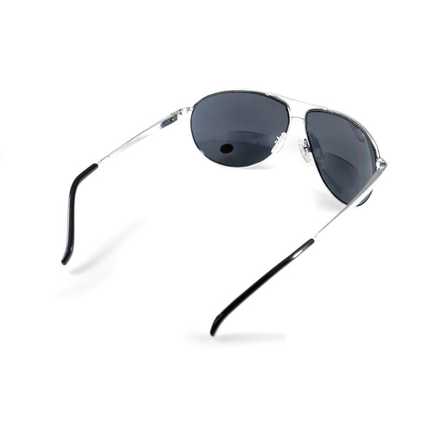Окуляри біфокальні (захисні) Global Vision Aviator Bifocal (+2.0) (gray), чорні біфокальні лінзи в металевій оправі