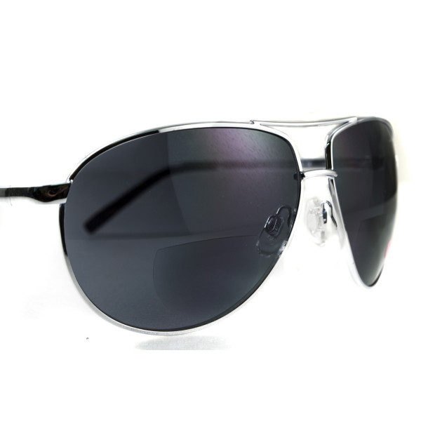 Окуляри біфокальні (захисні) Global Vision Aviator Bifocal (+2.5) (gray), чорні біфокальні лінзи в металевій оправі