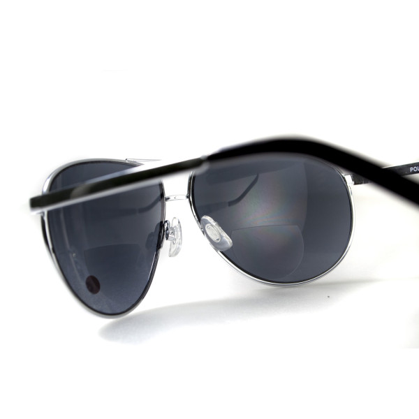 Окуляри біфокальні (захисні) Global Vision Aviator Bifocal (+2.5) (gray), чорні біфокальні лінзи в металевій оправі