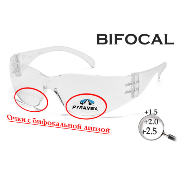Окуляри біфокальні (захисні) Pyramex Intruder Bifocal (+1.5) (clear) прозорі