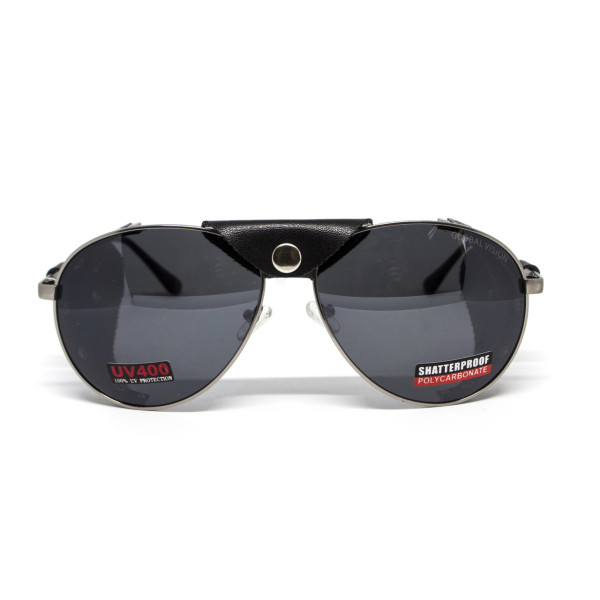 Окуляри захисні Global Vision Aviator-3 (gray), сірі зі з'ємним ущільнювачем із синтетичної "шкіри"