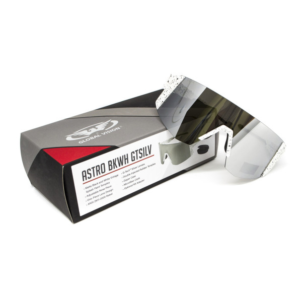 Окуляри захисні Global Vision Astro White (G-Tech™ silver), дзеркальні сірі в білій оправі (з можливістю установки діоптрійної