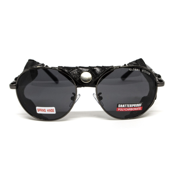 Окуляри захисні Global Vision Aviator-5 GunMetal (gray), сірі в темній оправі зі з'ємним ущільнювачем із синтетичної "шкіри"