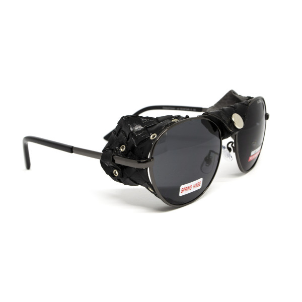 Окуляри захисні Global Vision Aviator-5 GunMetal (gray), сірі в темній оправі зі з'ємним ущільнювачем із синтетичної "шкіри"