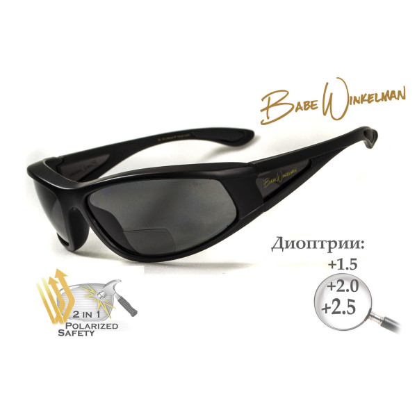 Окуляри біфокальні поляризаційні (захисні) BluWater Winkelman-2 polarized (+2.5 bifocal), (gray) чорні