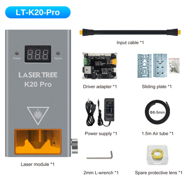 Потужний лазер з подачею повітря 20 Вт 450 нм Laser Tree K20 Pro для різання та гравіювання CNC