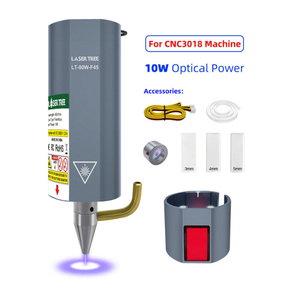 Потужний лазер з подачею повітря 80 Вт 450 нм для CNC3018 PRO, модуль LT-80W-F45, гравіювання різання