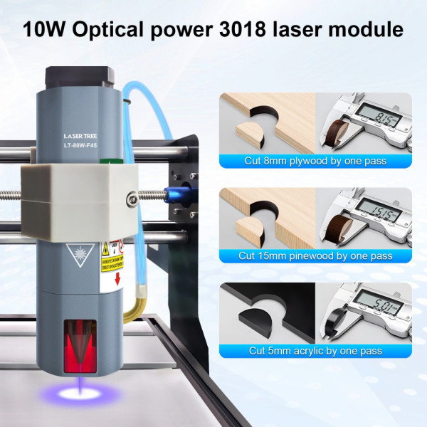 Потужний лазер з подачею повітря 80 Вт 450 нм для CNC3018 PRO, модуль LT-80W-F45, гравіювання різання