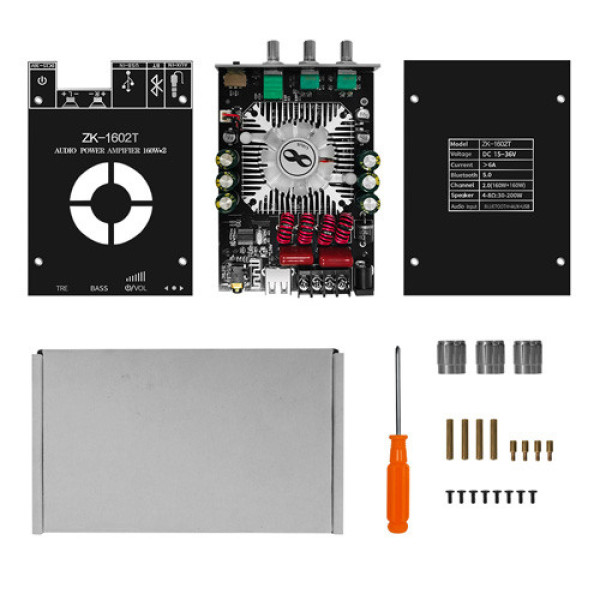 Аудіо підсилювач потужності звуку HiFi 2x160Вт Bluetooth 5.0 TD5182A, ZK-1602T