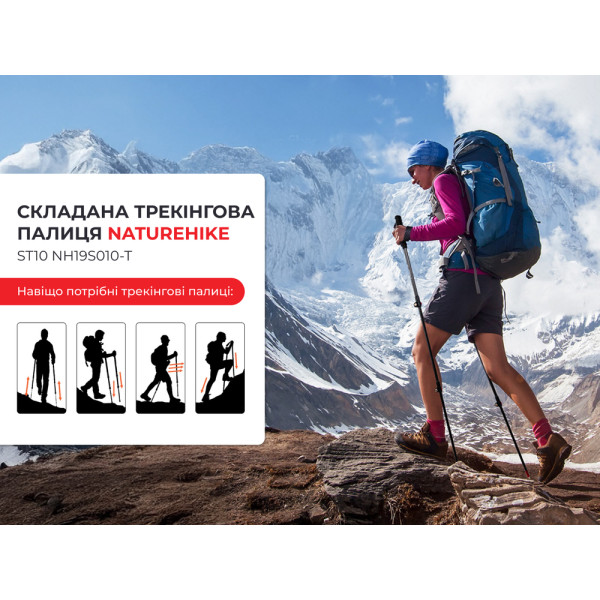 Трекінгова палиця Naturehike ST10 NH19S010-T, 110 см, блакитна