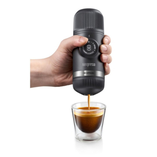 Портативна еспресо-кавоварка Wacaco Nanopresso з адаптером для капсул, механічна, для меленої кави