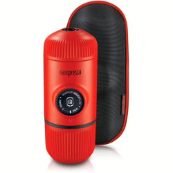 Портативна еспресо-кавоварка Wacaco Nanopresso червона з чохлом, механічна, для меленої кави