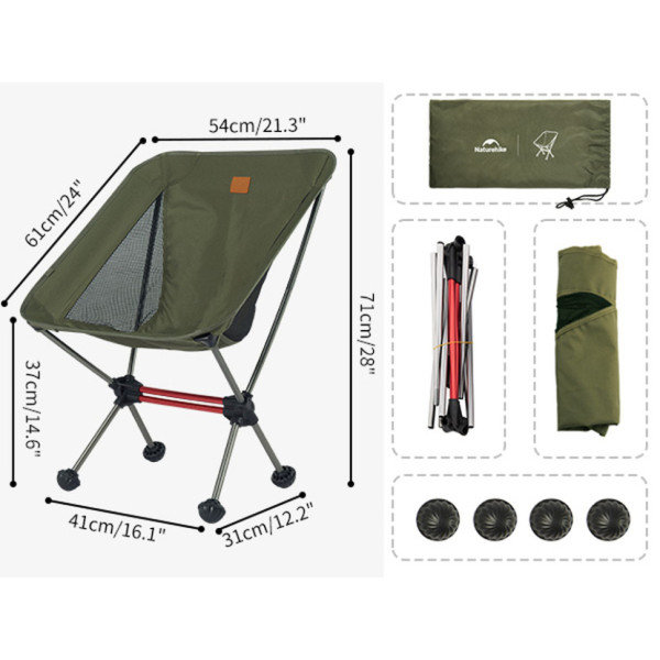 Стілець складаний ультралегкий Naturehike Stellaluna L01 CNK2350JJ017, алюміній, оливковий