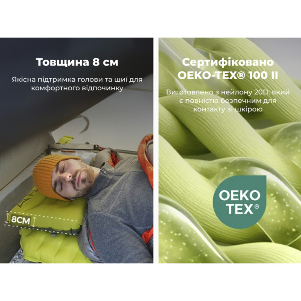 Надувна подушка Flextail Tiny Pillow, зелений (6975755966700)