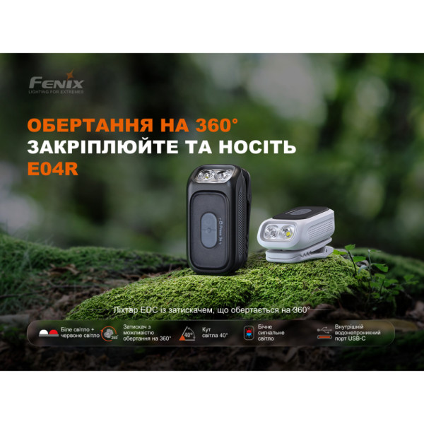 Ліхтар з кліпсою Fenix E04R, білий (E04RW)